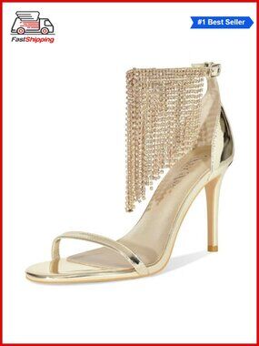 ✨ Women's Rhinestone Fringe Ankle Strap Open Toe Stiletto Heel Sandals